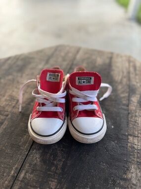 Converse Kids Red Canvas Low-Top Sneakers